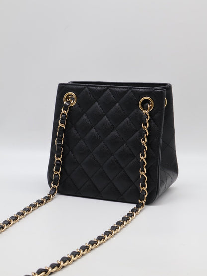 CHANEL Mini Tote粒面牛皮水桶包 - 黑金
