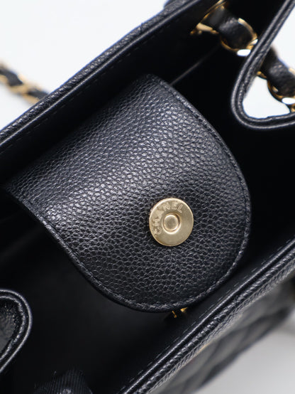 CHANEL Mini Tote粒面牛皮水桶包 - 黑金