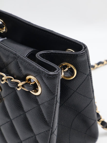 CHANEL Mini Tote粒面牛皮水桶包 - 黑金