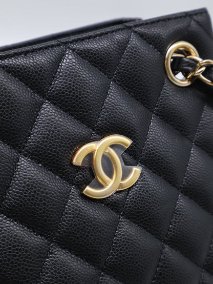 CHANEL Mini Tote粒面牛皮水桶包 - 黑金