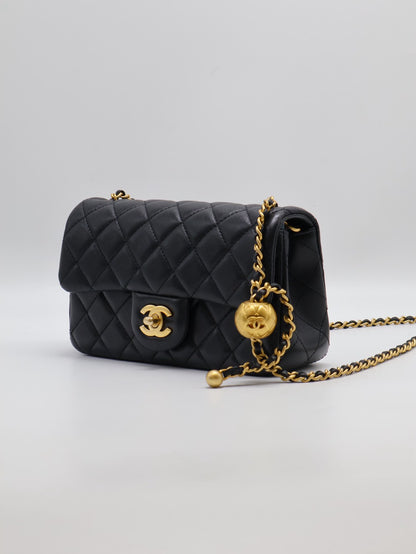 CHANEL 經典口蓋包Mini CF20 - 金球黑金