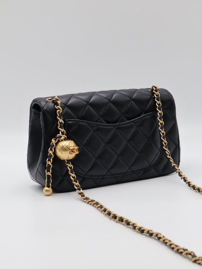 CHANEL 經典口蓋包Mini CF20 - 金球黑金
