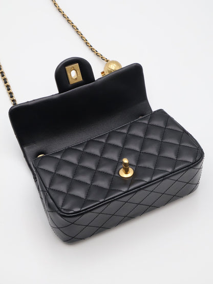 CHANEL 經典口蓋包Mini CF20 - 金球黑金