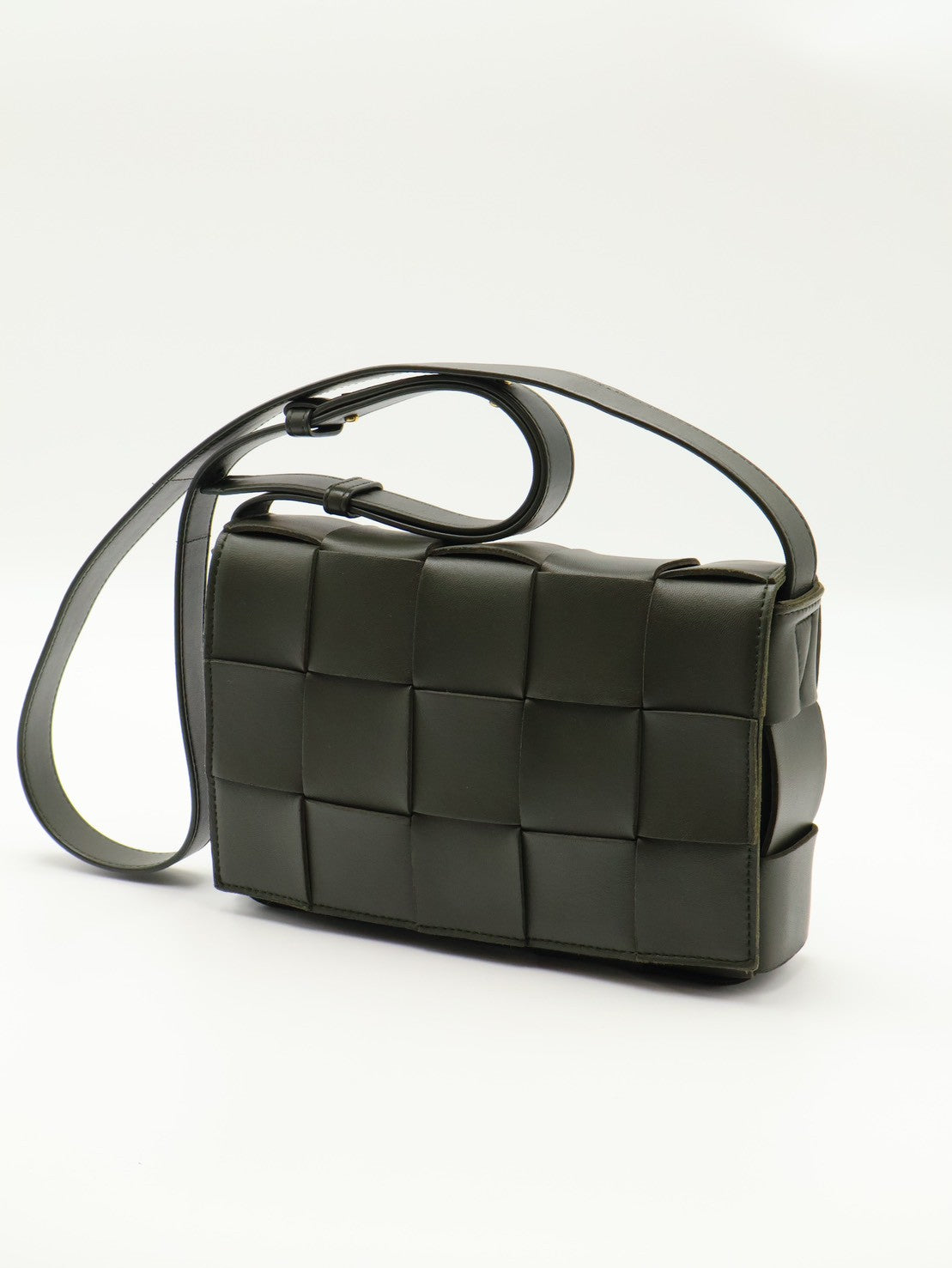 BOTTEGA VENETA Cassette經典編織包 - 15格灰綠