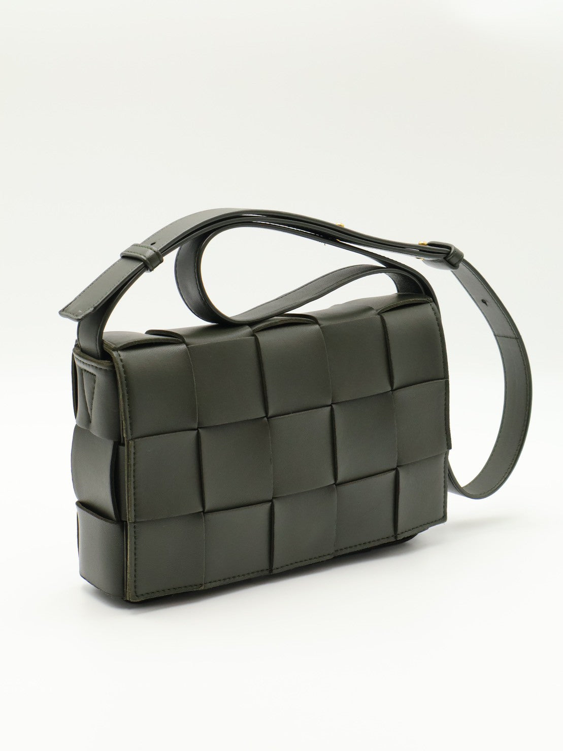 BOTTEGA VENETA Cassette經典編織包 - 15格灰綠