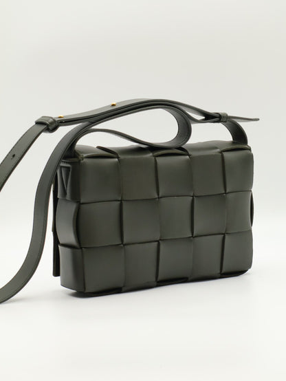 BOTTEGA VENETA Cassette經典編織包 - 15格灰綠