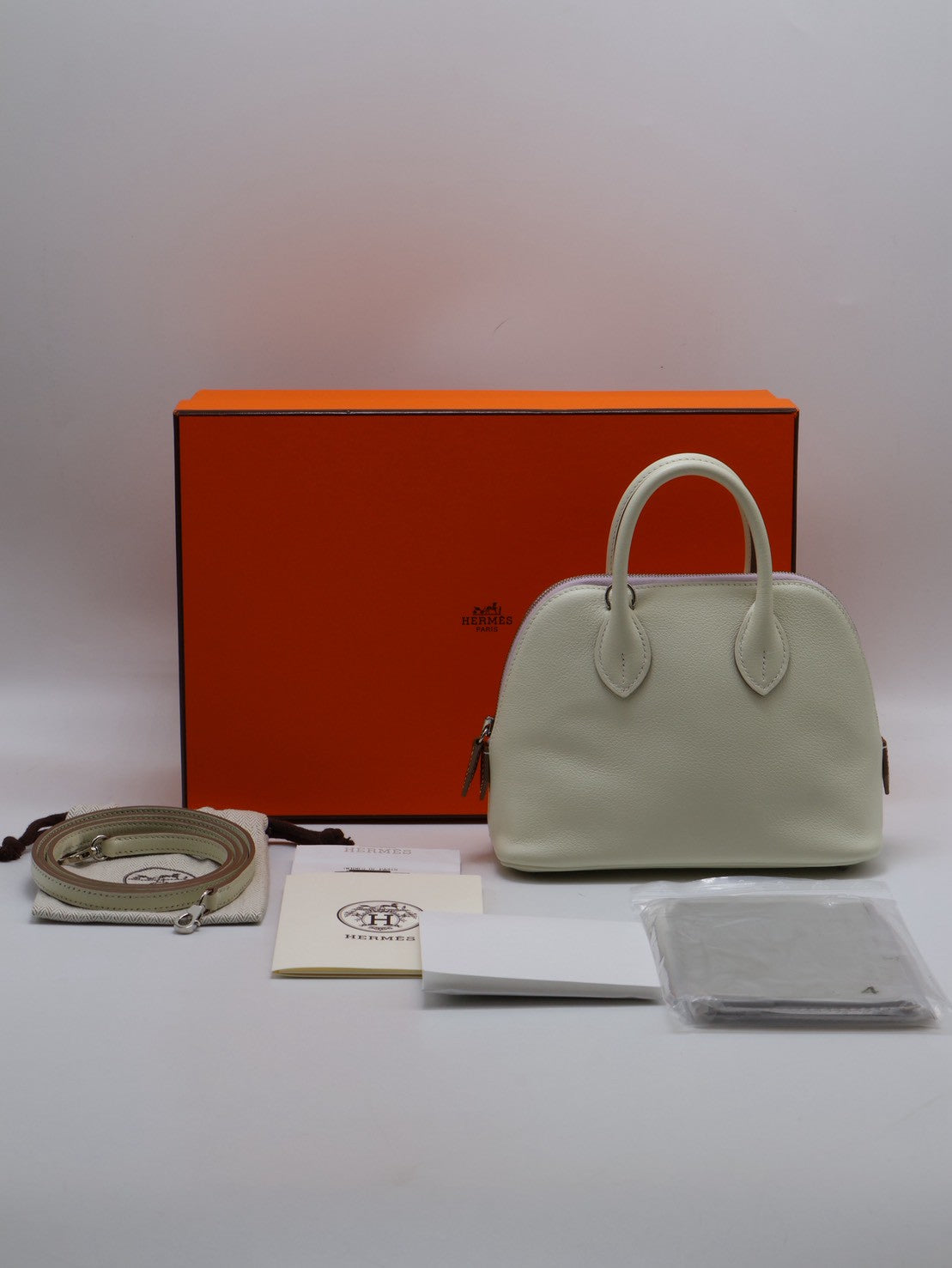 HERMES Mini Bolide - Mushroom/Mauve Pale/Gold 蘑菇白/夢幻紫/金棕 B