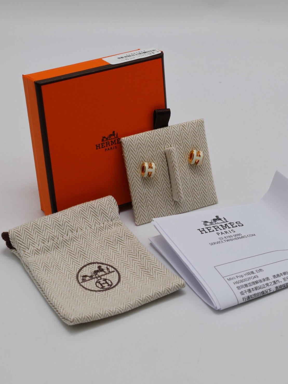 HERMES Mini Pop H耳環 - 白玫瑰金