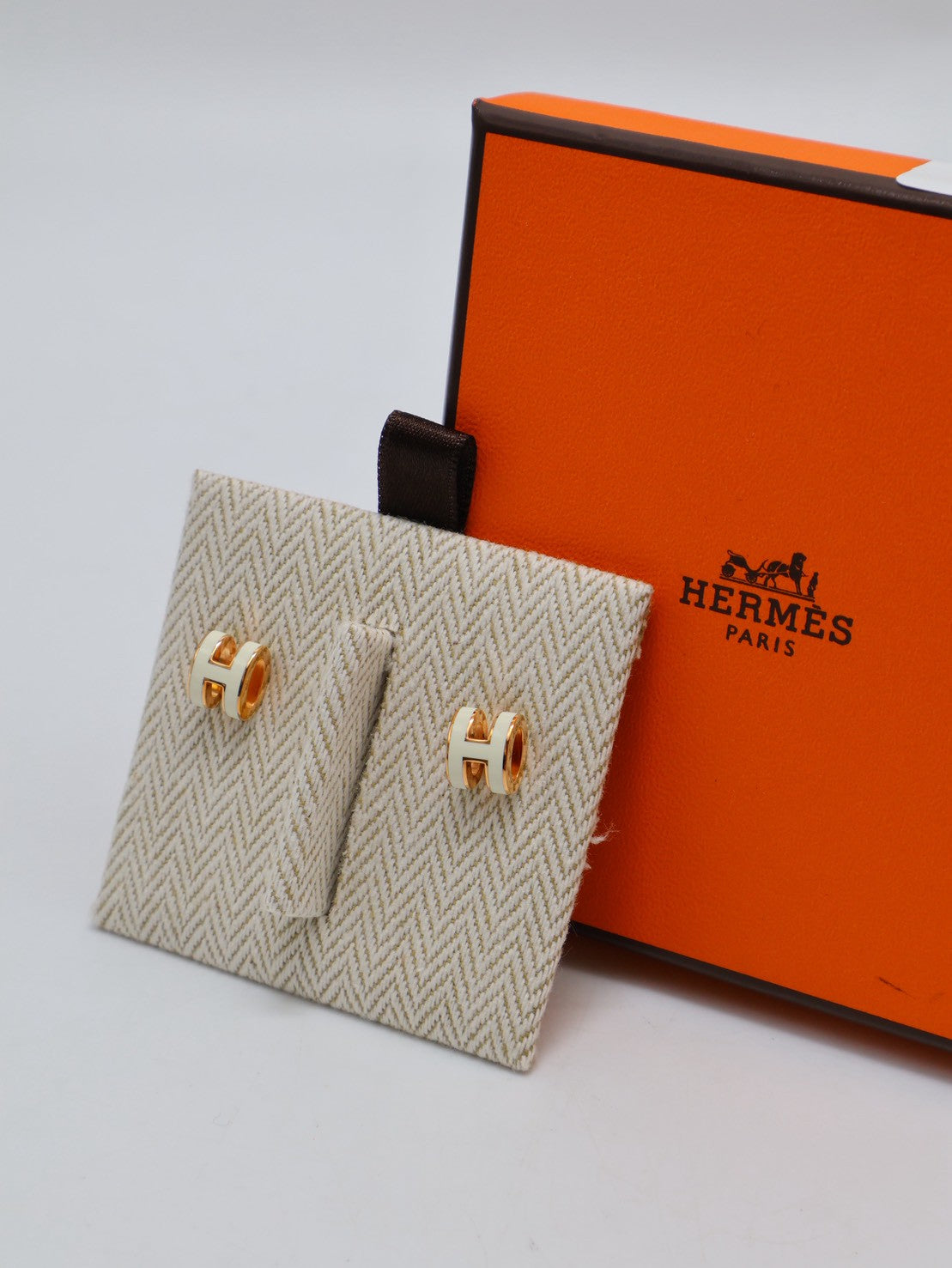 HERMES Mini Pop H耳環 - 白玫瑰金