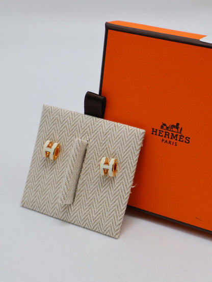 HERMES Mini Pop H耳環 - 白玫瑰金