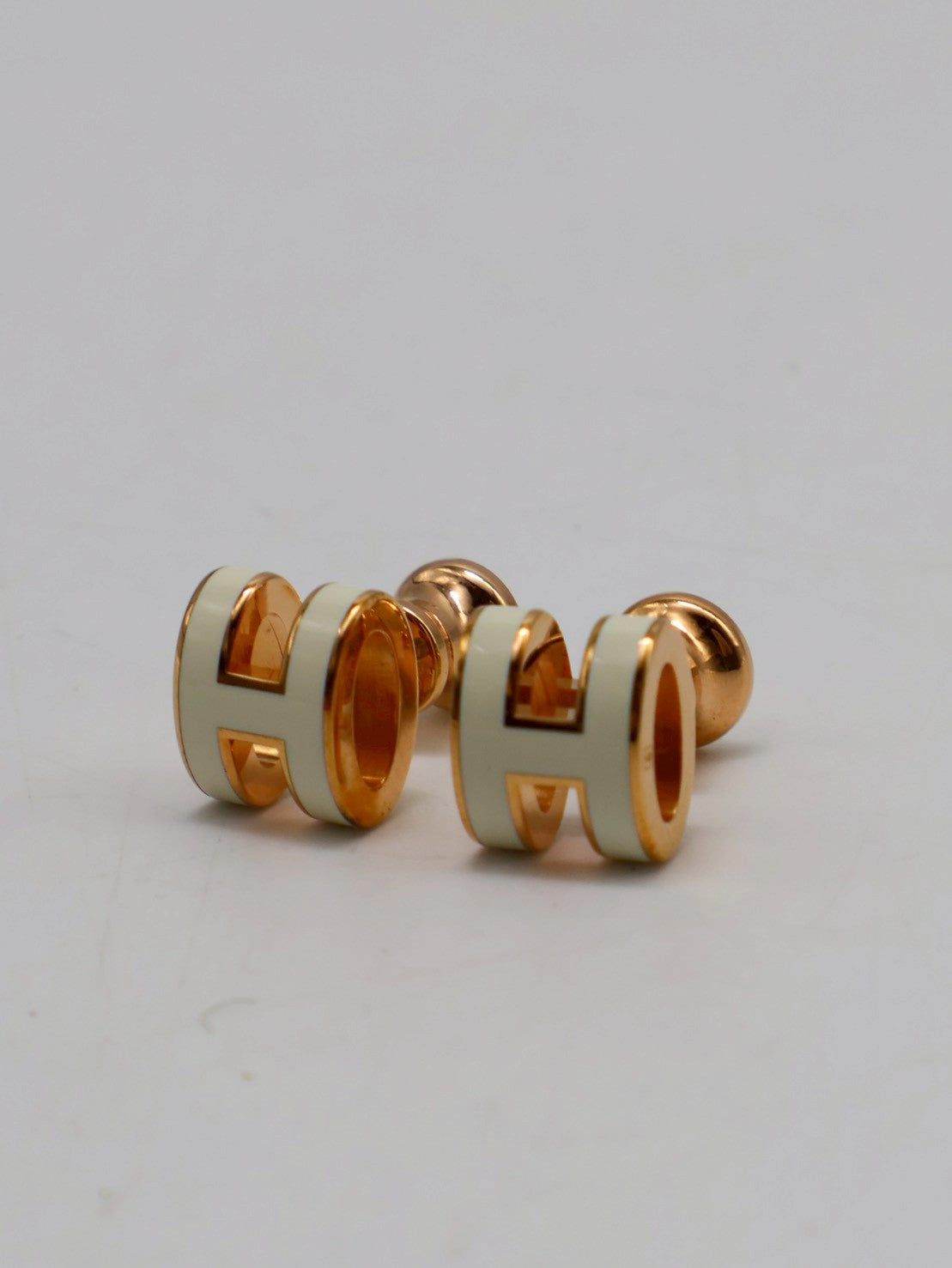 HERMES Mini Pop H耳環 - 白玫瑰金