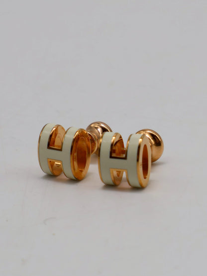 HERMES Mini Pop H耳環 - 白玫瑰金