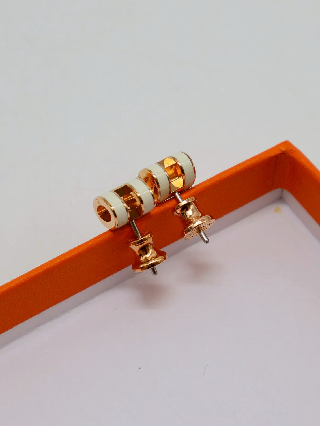 HERMES Mini Pop H耳環 - 白玫瑰金