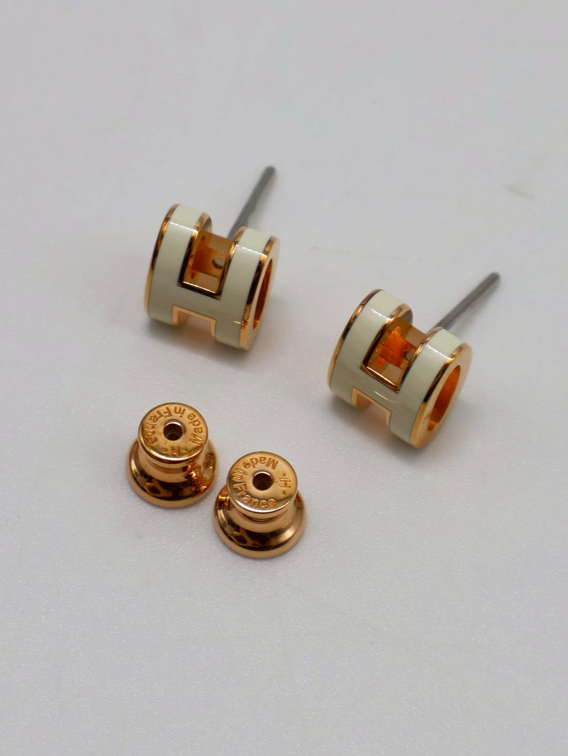 HERMES Mini Pop H耳環 - 白玫瑰金