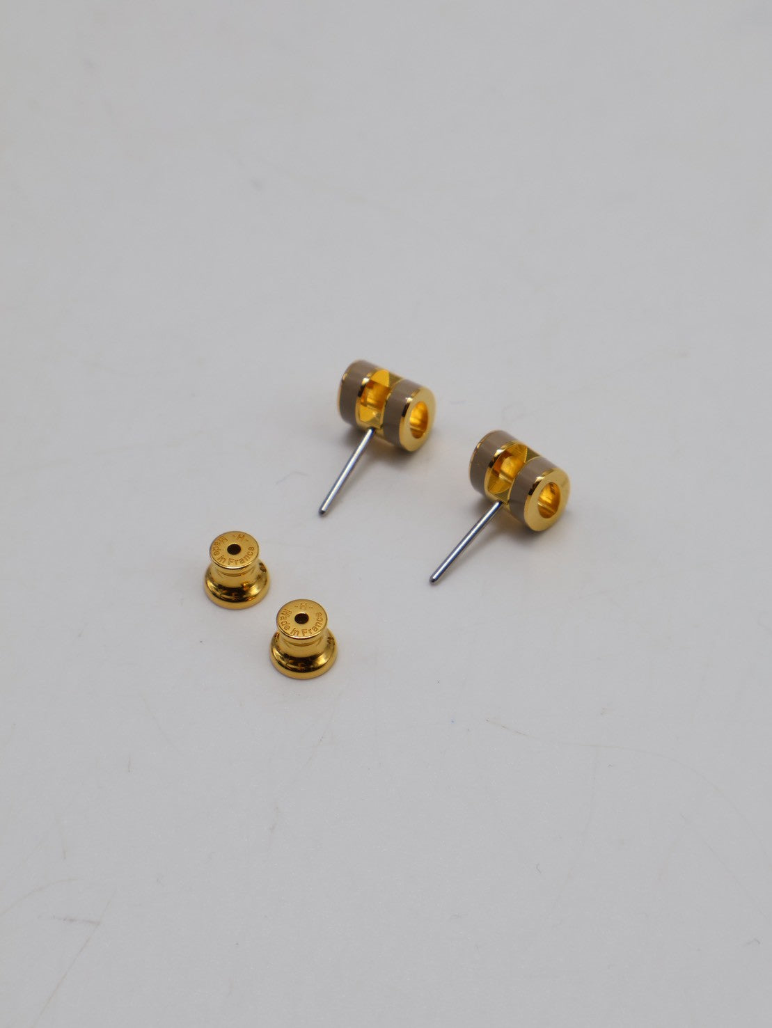 HERMES Mini Pop H耳環 - 奶茶金