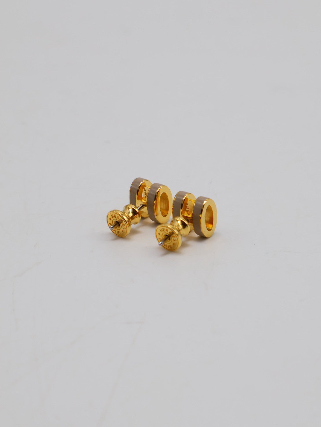 HERMES Mini Pop H耳環 - 奶茶金