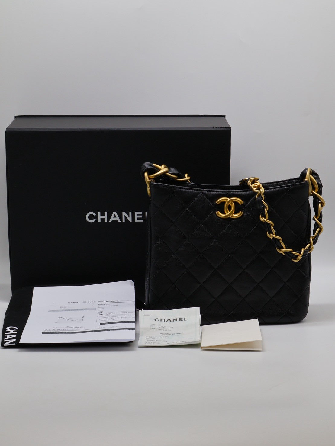 CHANEL 24S嬉皮單肩Hobo - 黑金