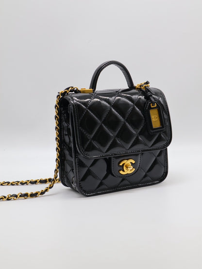 CHANEL 22K漆皮豆腐包 - 黑金