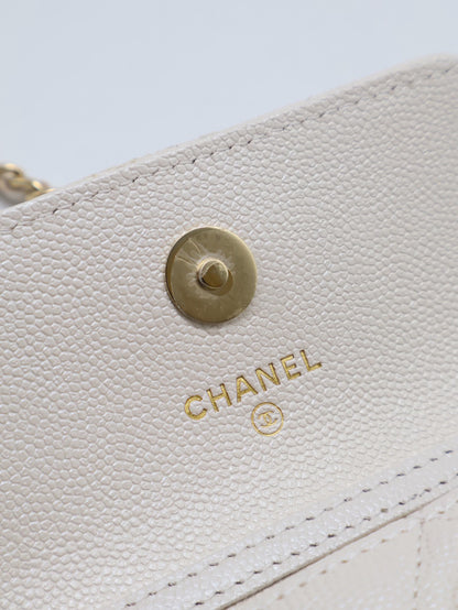 CHANEL 24S彩鑽雙C鍊帶小包 - 白金