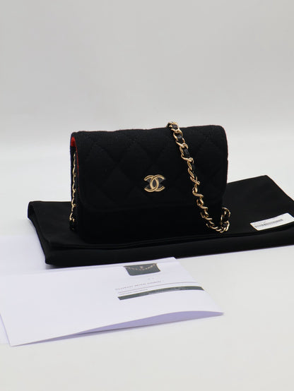 CHANEL 23C帆布鍊帶小包 - 黑金