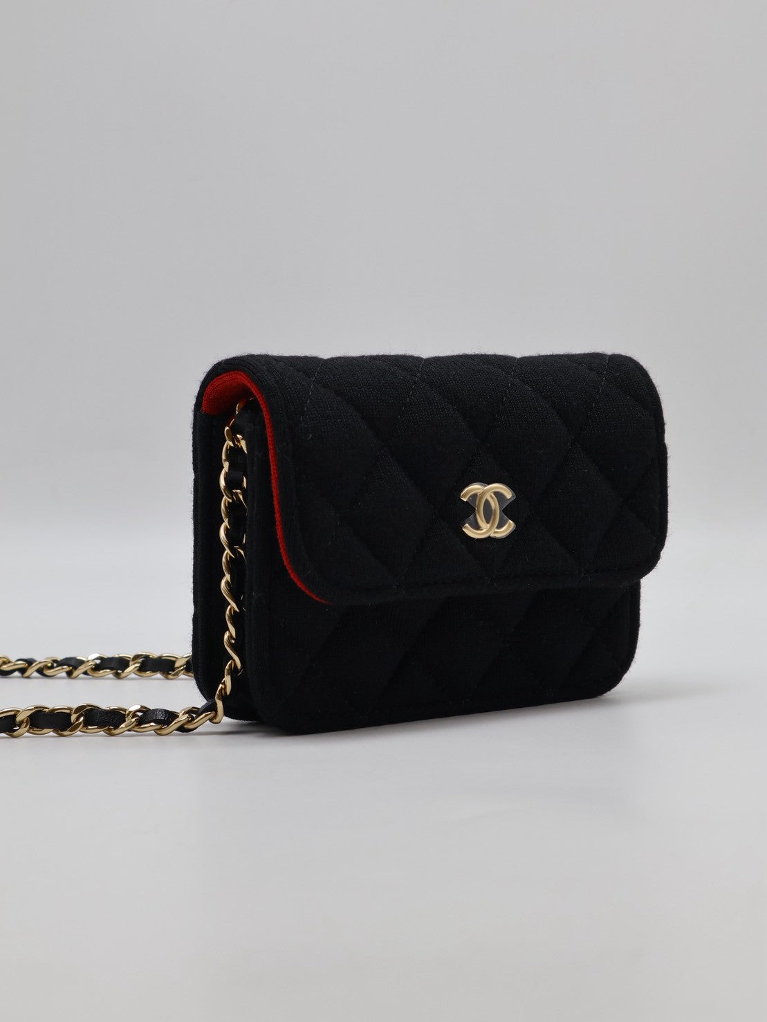 CHANEL 23C帆布鍊帶小包 - 黑金