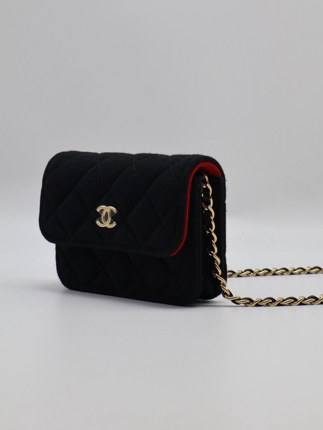 CHANEL 23C帆布鍊帶小包 - 黑金
