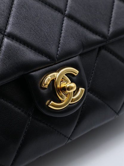 CHANEL 24K粗鍊羊皮單肩包 - 黑金