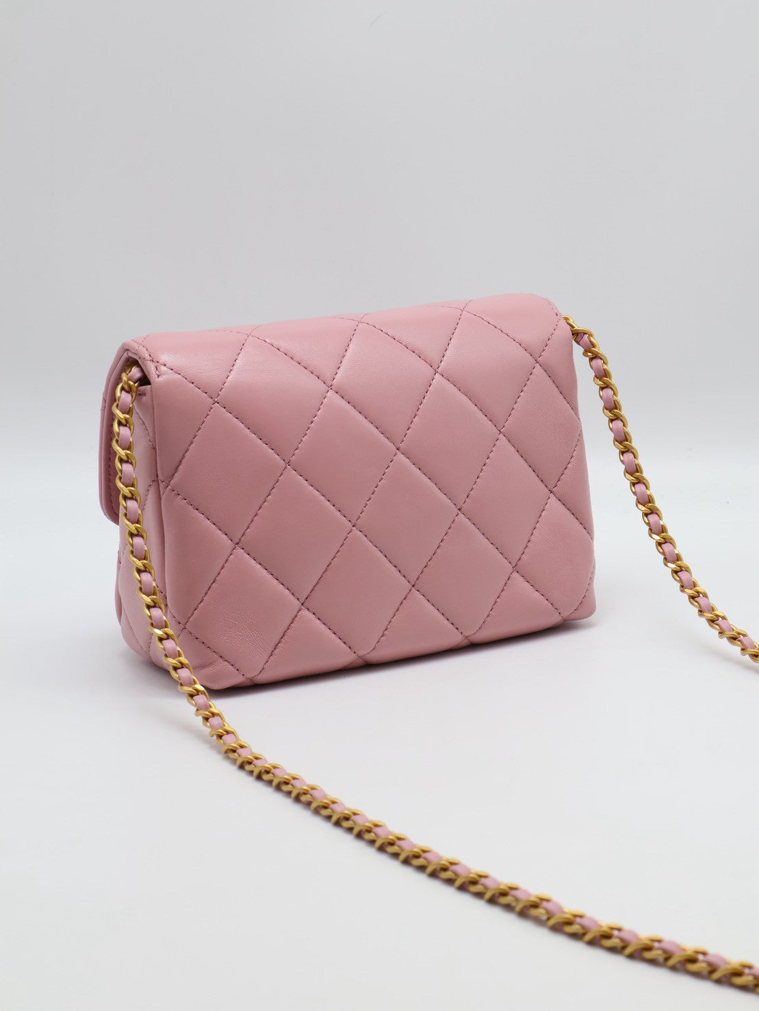 CHANEL 24A珍珠字母鍊方胖子 20 - 粉金