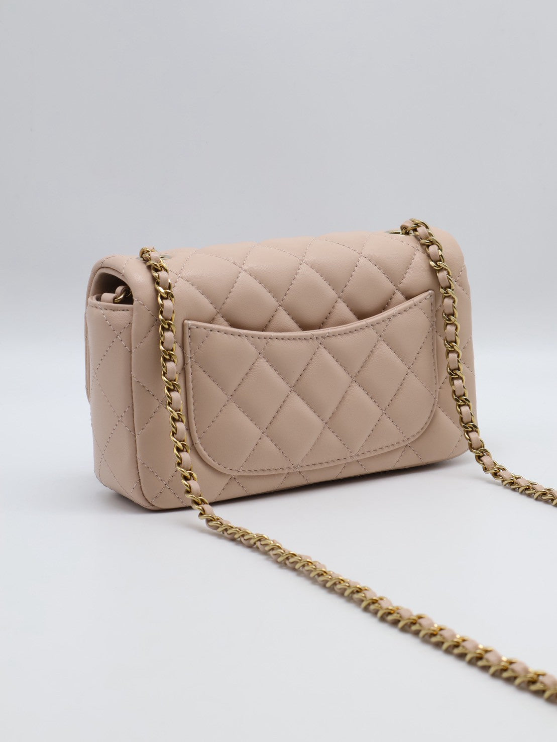 CHANEL 經典口蓋包Mini CF18 - 羊皮米金