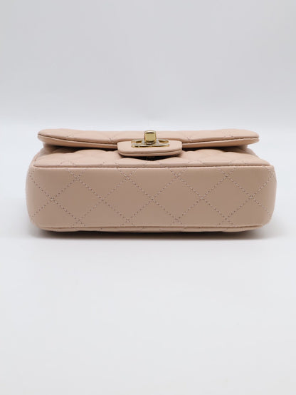 CHANEL 經典口蓋包Mini CF18 - 羊皮米金