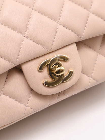 CHANEL 經典口蓋包Mini CF18 - 羊皮米金