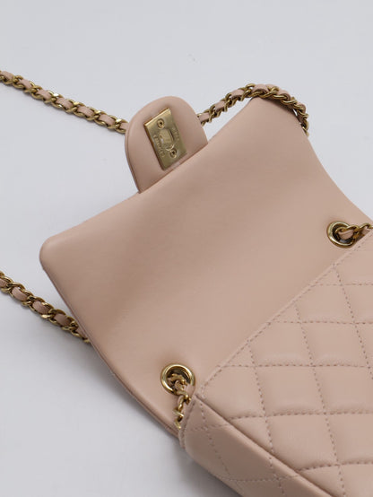 CHANEL 經典口蓋包Mini CF18 - 羊皮米金
