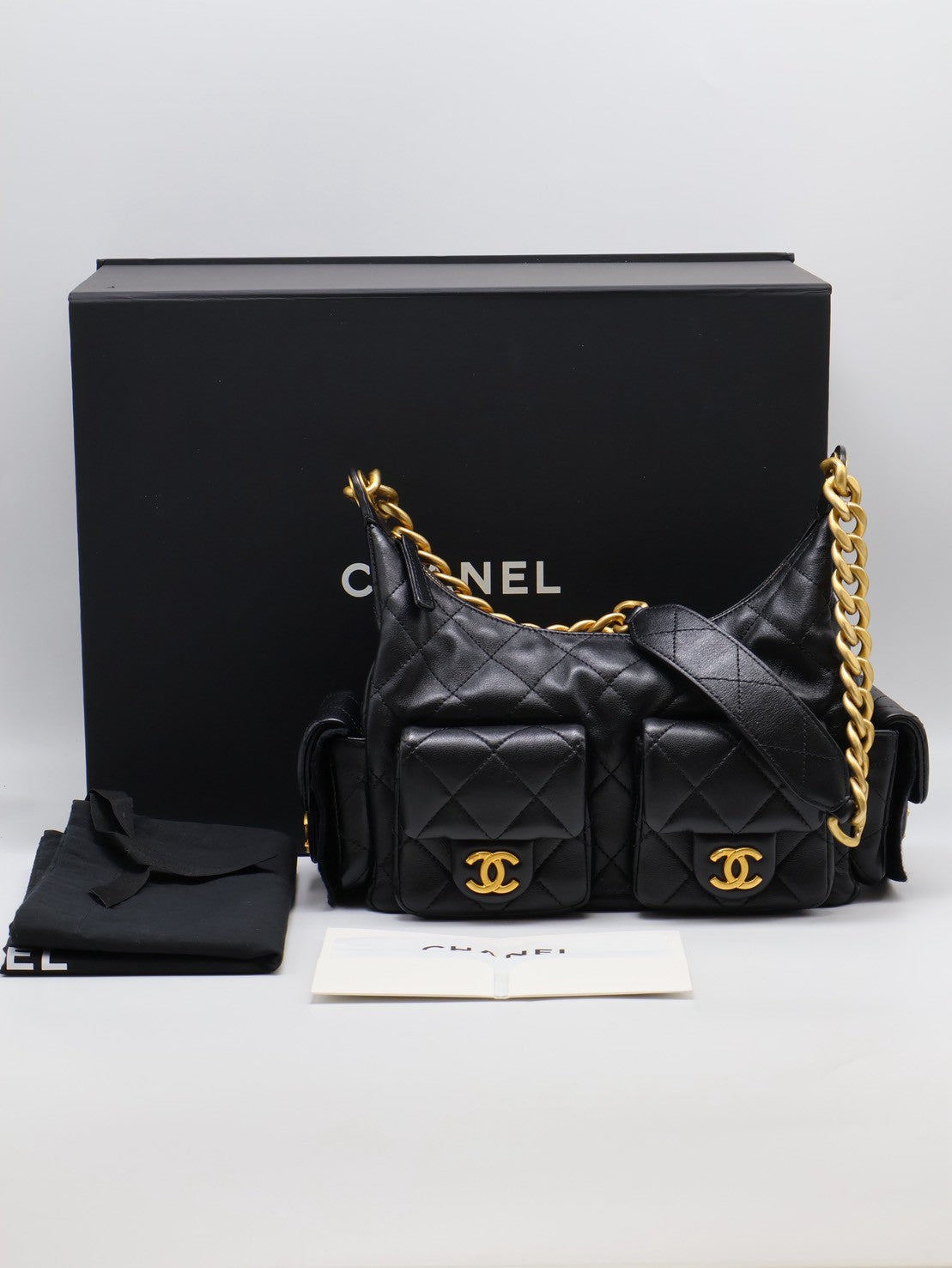 CHANEL 25C Hobo嬉皮包 - 小號黑金