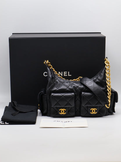 CHANEL 25C Hobo嬉皮包 - 小號黑金