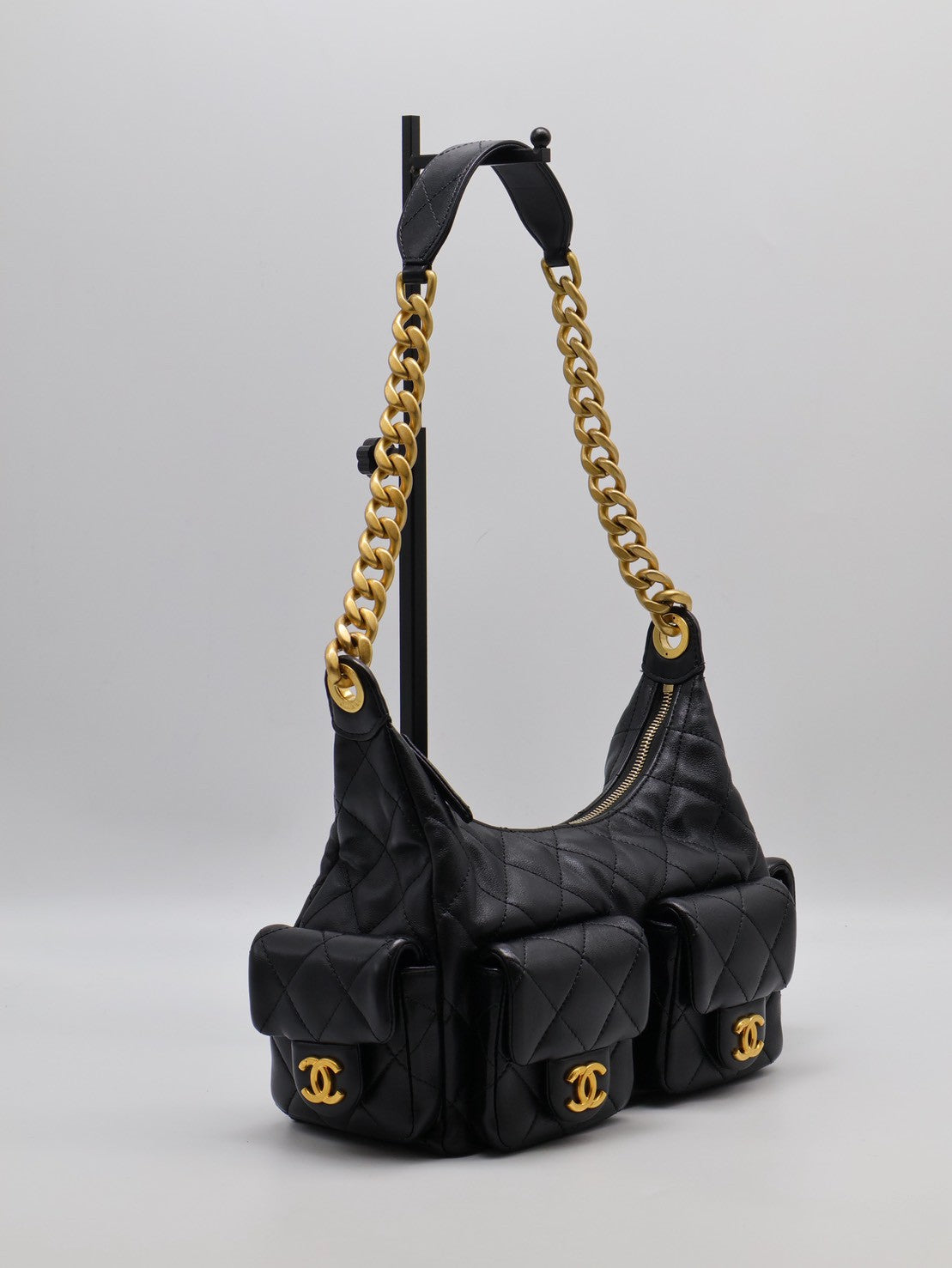 CHANEL 25C Hobo嬉皮包 - 小號黑金
