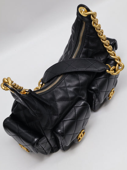CHANEL 25C Hobo嬉皮包 - 小號黑金