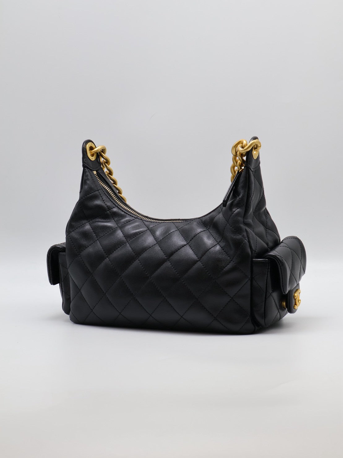 CHANEL 25C Hobo嬉皮包 - 小號黑金