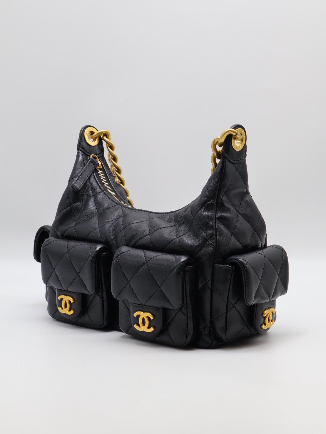 CHANEL 25C Hobo嬉皮包 - 小號黑金