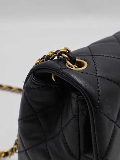 CHANEL 經典口蓋包方胖子 17 - 金球黑金