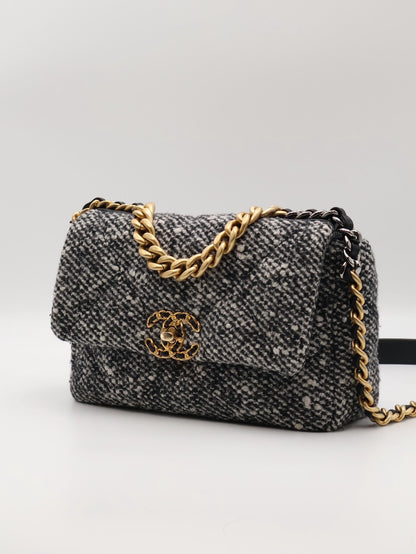 CHANEL 19 Bag 菱格紋手提肩背包 26 - 毛呢金