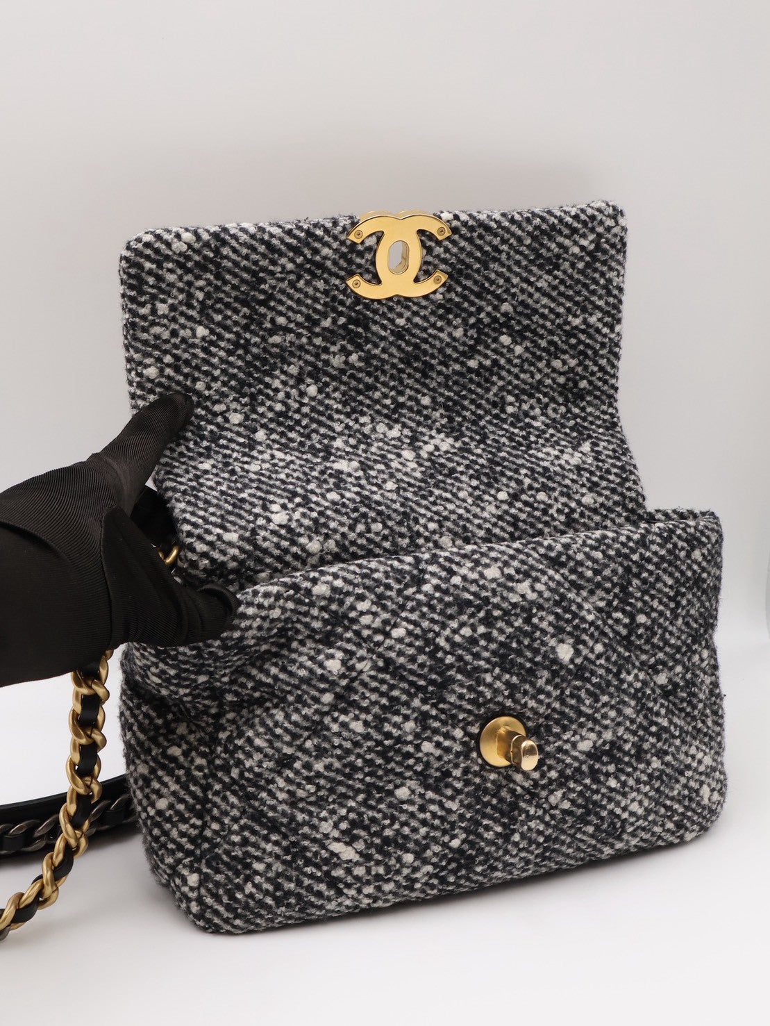 CHANEL 19 Bag 菱格紋手提肩背包 26 - 毛呢金