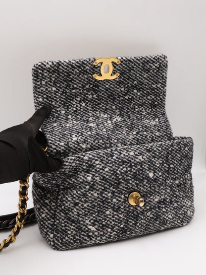 CHANEL 19 Bag 菱格紋手提肩背包 26 - 毛呢金