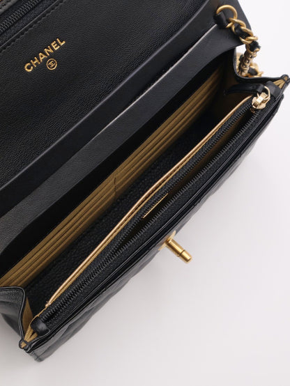 CHANEL 經典羊皮WOC - 金球黑金
