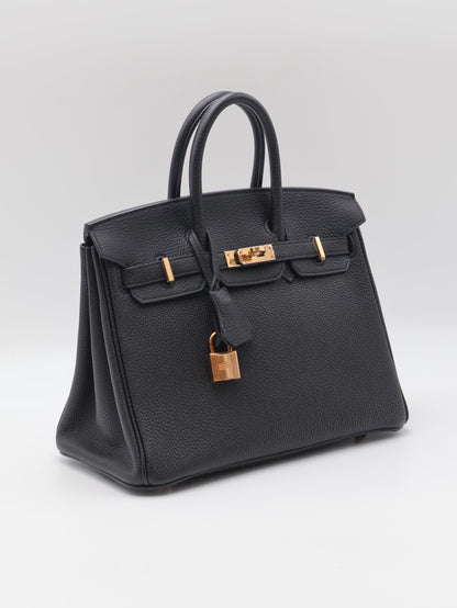 HERMES Birkin 25 - Noir 89 黑玫瑰金 Z