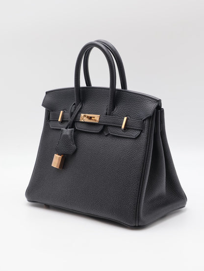 HERMES Birkin 25 - Noir 89 黑玫瑰金 Z