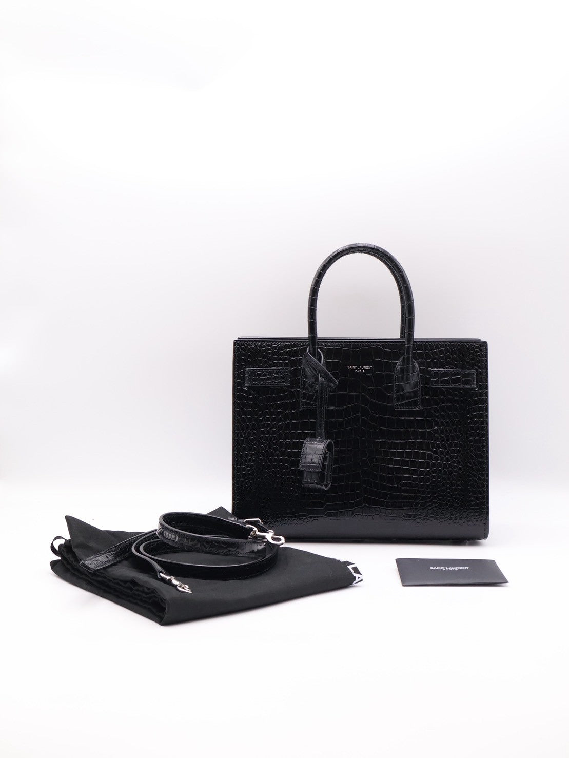 YSL Sac De Jour鱷魚壓紋手提斜背包