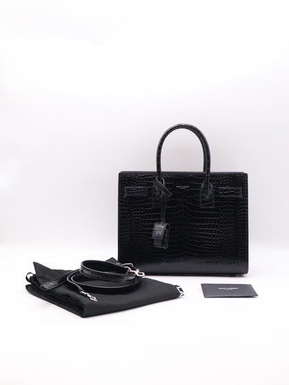 YSL Sac De Jour鱷魚壓紋手提斜背包