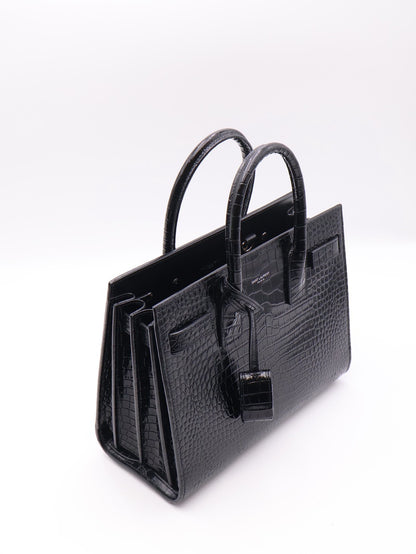 YSL Sac De Jour鱷魚壓紋手提斜背包