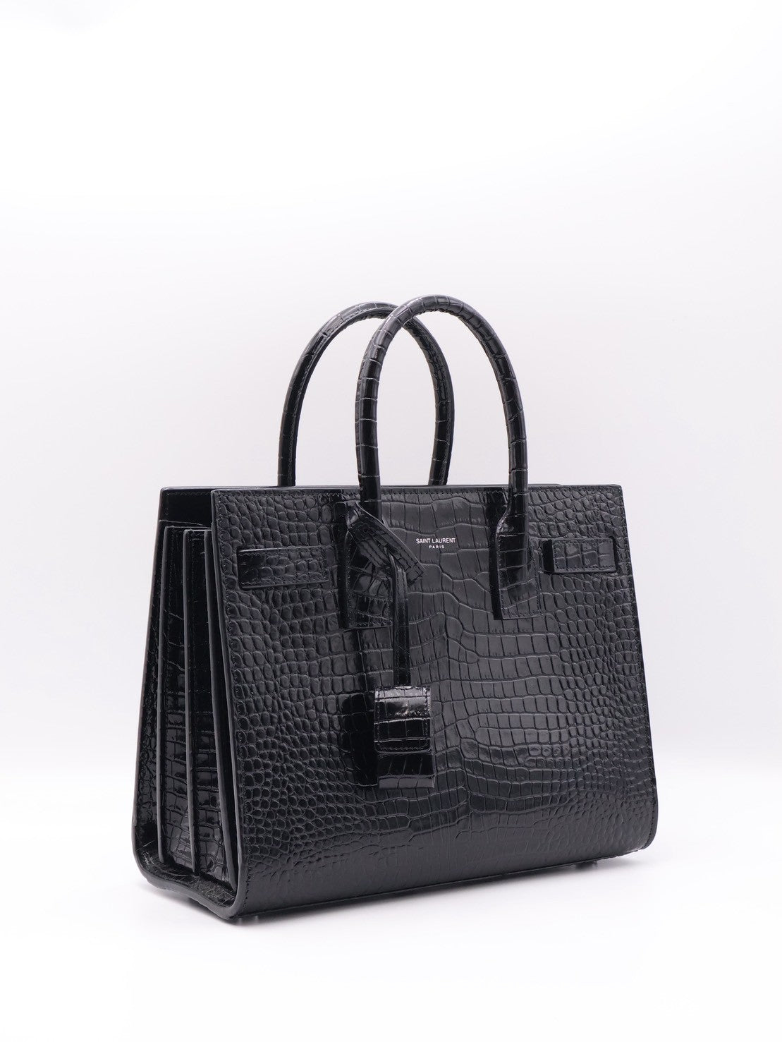 YSL Sac De Jour鱷魚壓紋手提斜背包