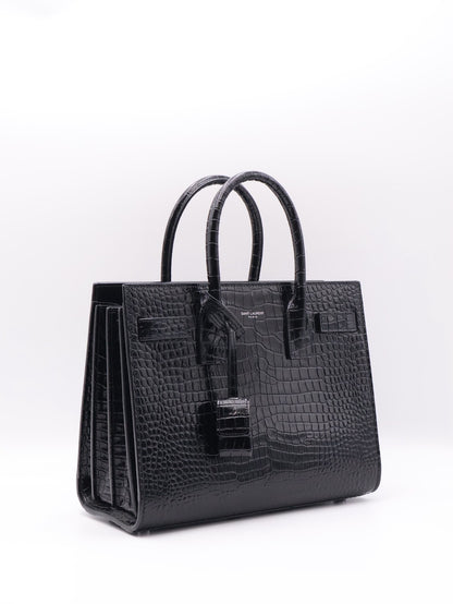 YSL Sac De Jour鱷魚壓紋手提斜背包